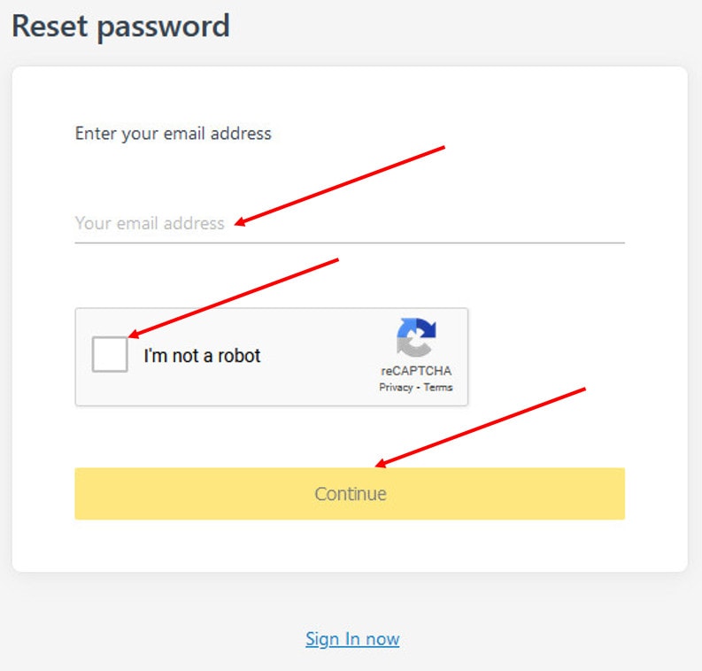 Request an Exness account password
