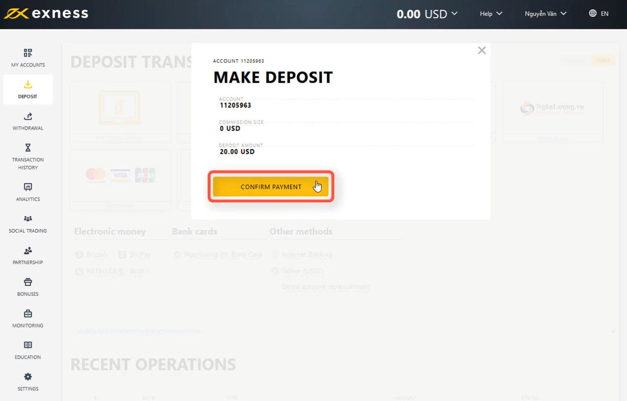 Check the deposit amount